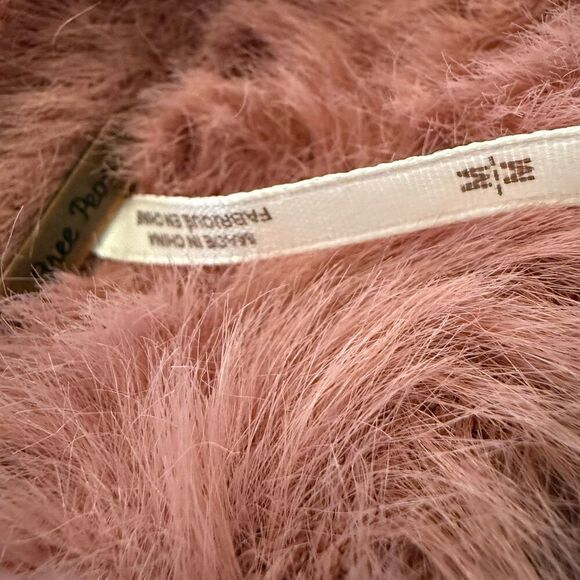 Free People Mauve Fuzzy Open Cardigan Sweater Sz M, Boho, Grunge - Picture 7 of 14